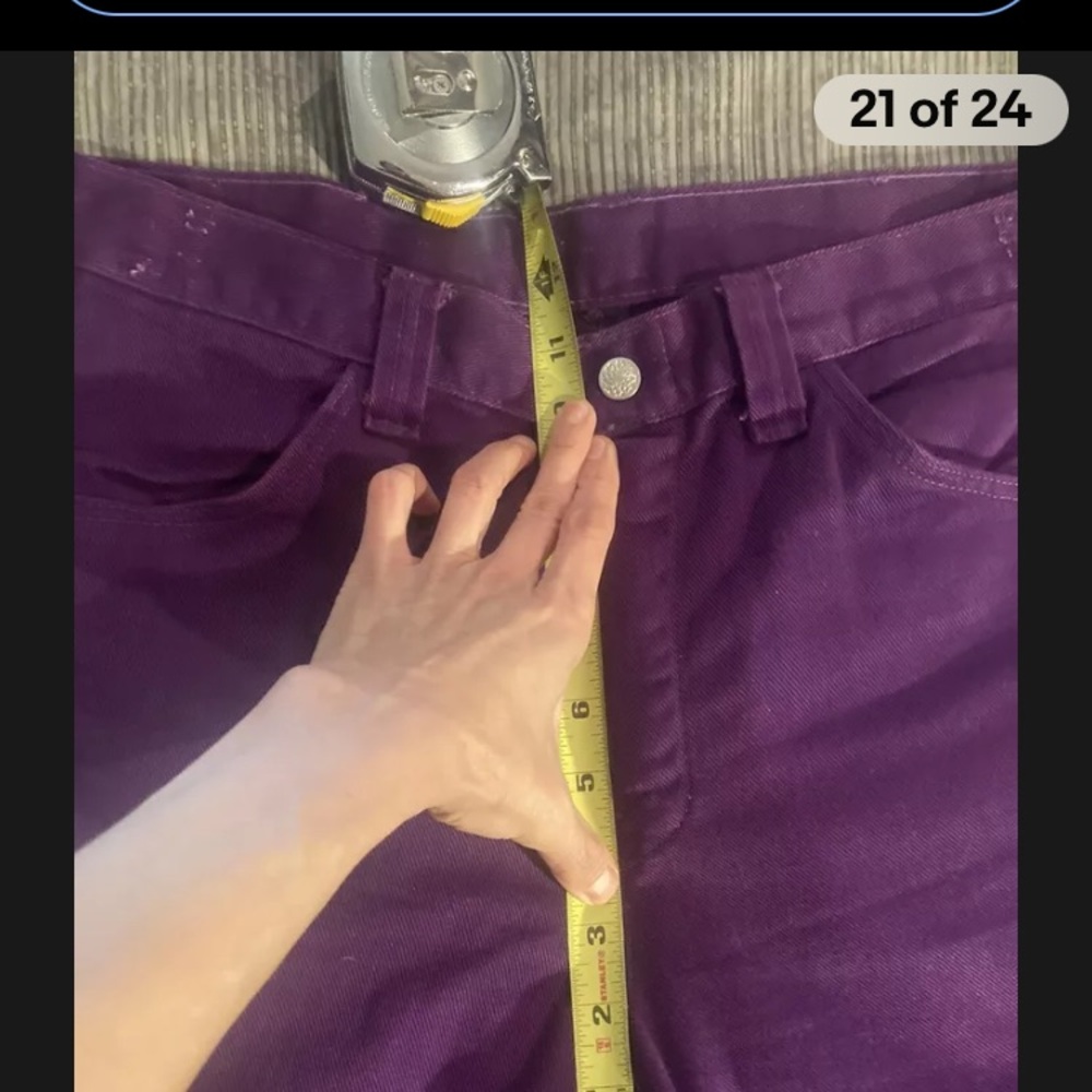 Vtg 70’s Electric ⚡️ Purple High Waist Jeans bell bottom wide 60’s hippy boho - Picture 11 of 11